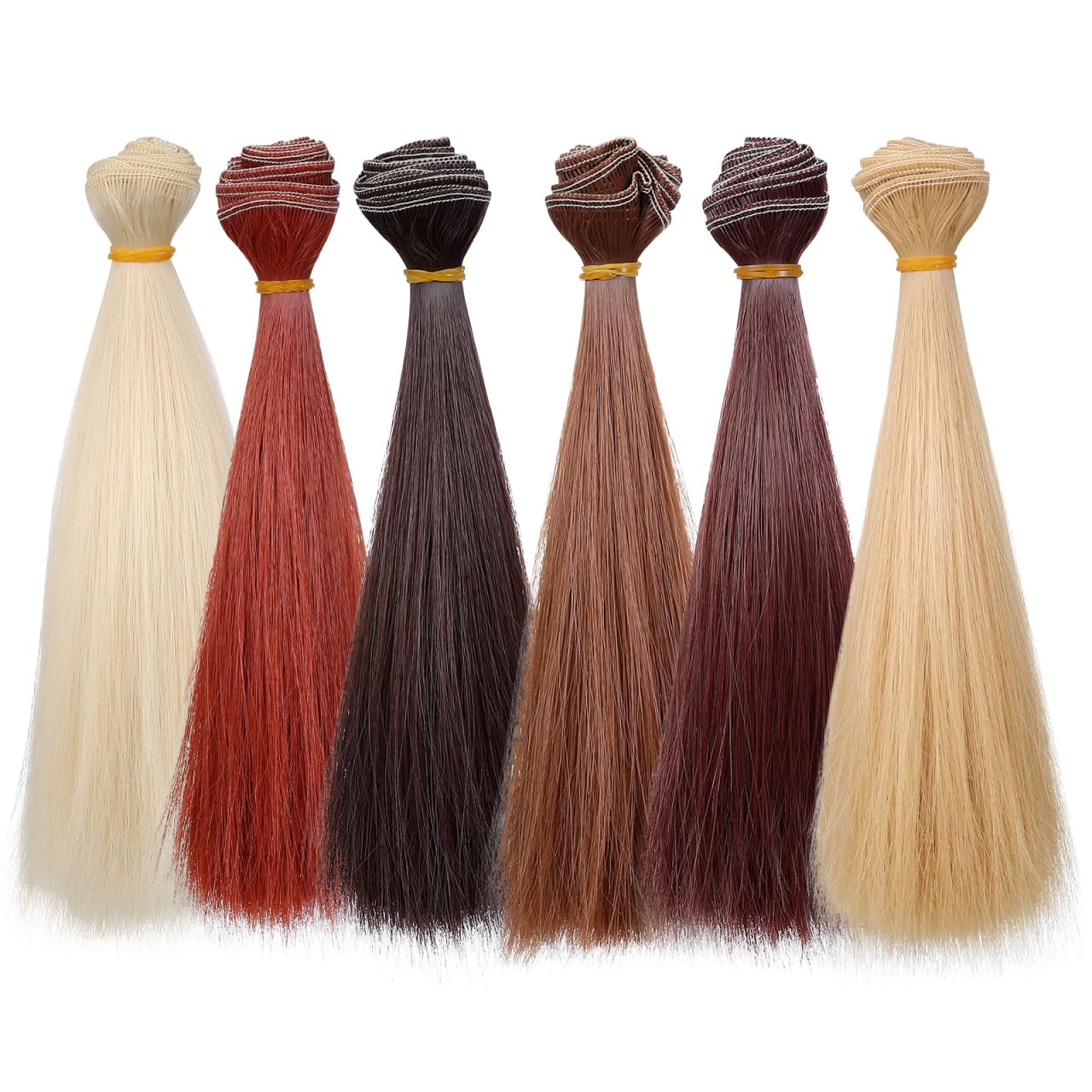 Doll Hair Wefts 6Pcs Doll Wig Heat Resistant Straight Hair Extensions Making Arts Supplies for DIY Crafting
