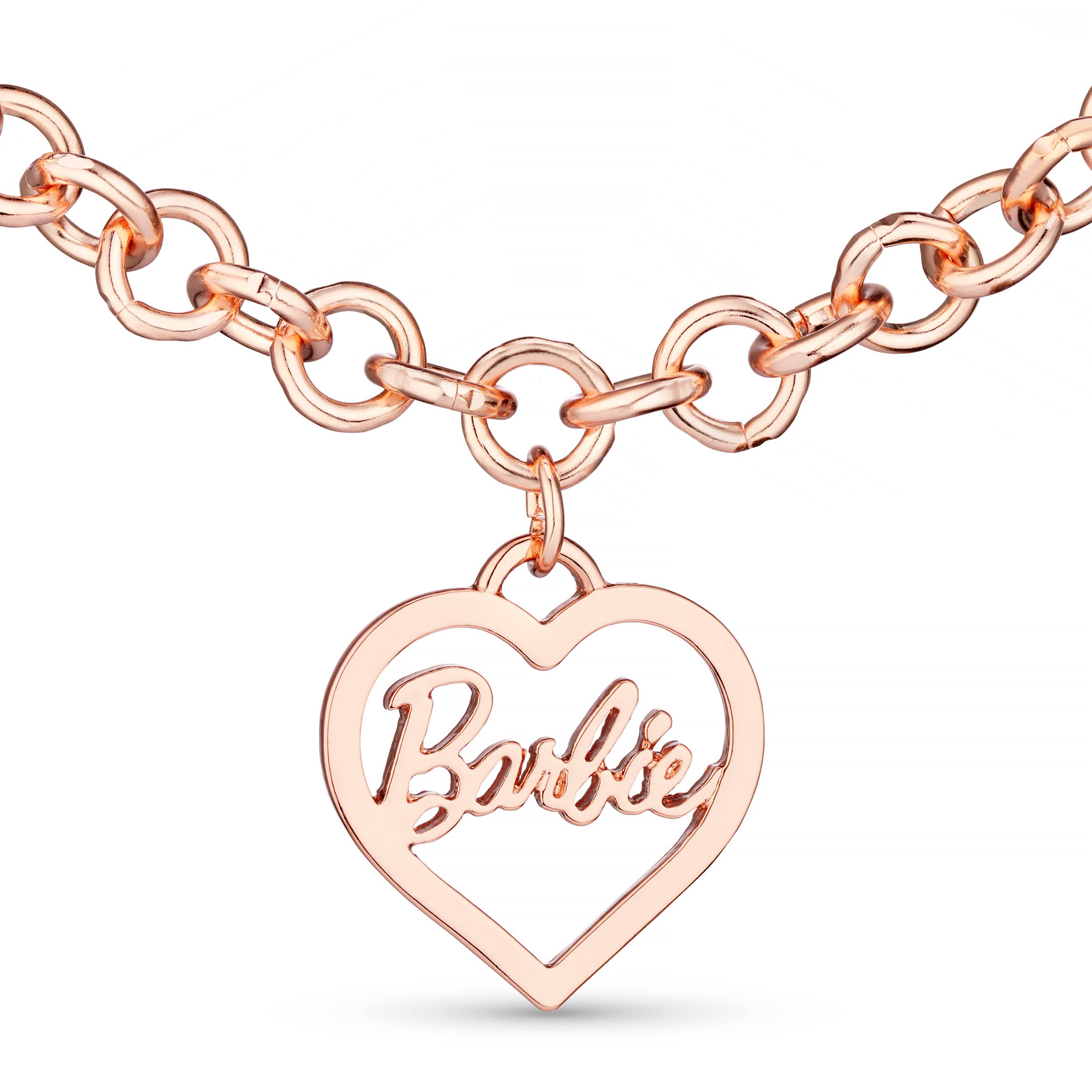 Barbie Round Link Heart Necklace - Rose Gold