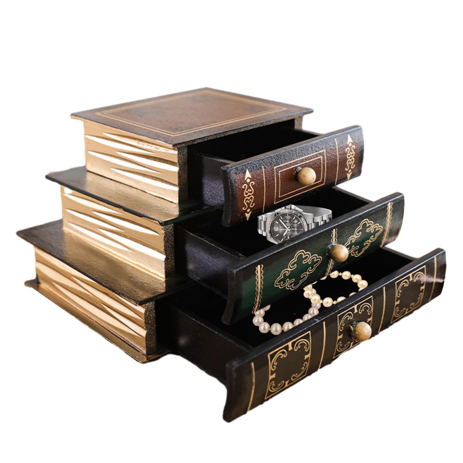 Support de papeterie de bureau et boîte à bijoux livre à couvercle