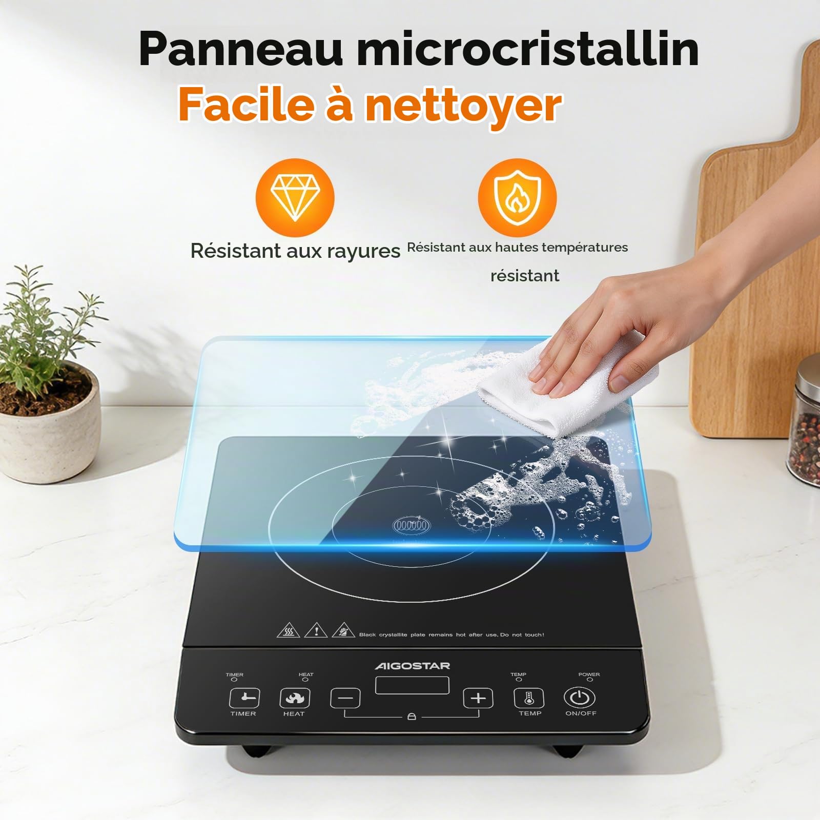 Aigostar Plaque Induction 2000W Plaque de Cuisson electrique portable