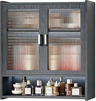Wall Mounted Bathroom Cabinet, Medicine Cabinets with Shelf, 2-Door, Bathroom Storage Cabinet Over The Toilet, Living Room, Kitchen and Laundry RoomBlack