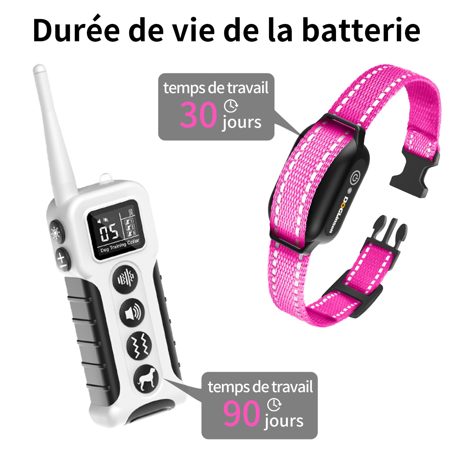 Collier de Dressage Pour Chien sans Choc - Collier Vibrant Pour Chien, Portée 1000m, 9 tonnellate e modalità di vibrazione, Pour Chiens Petit, Moyen et Grand - senza Douleur