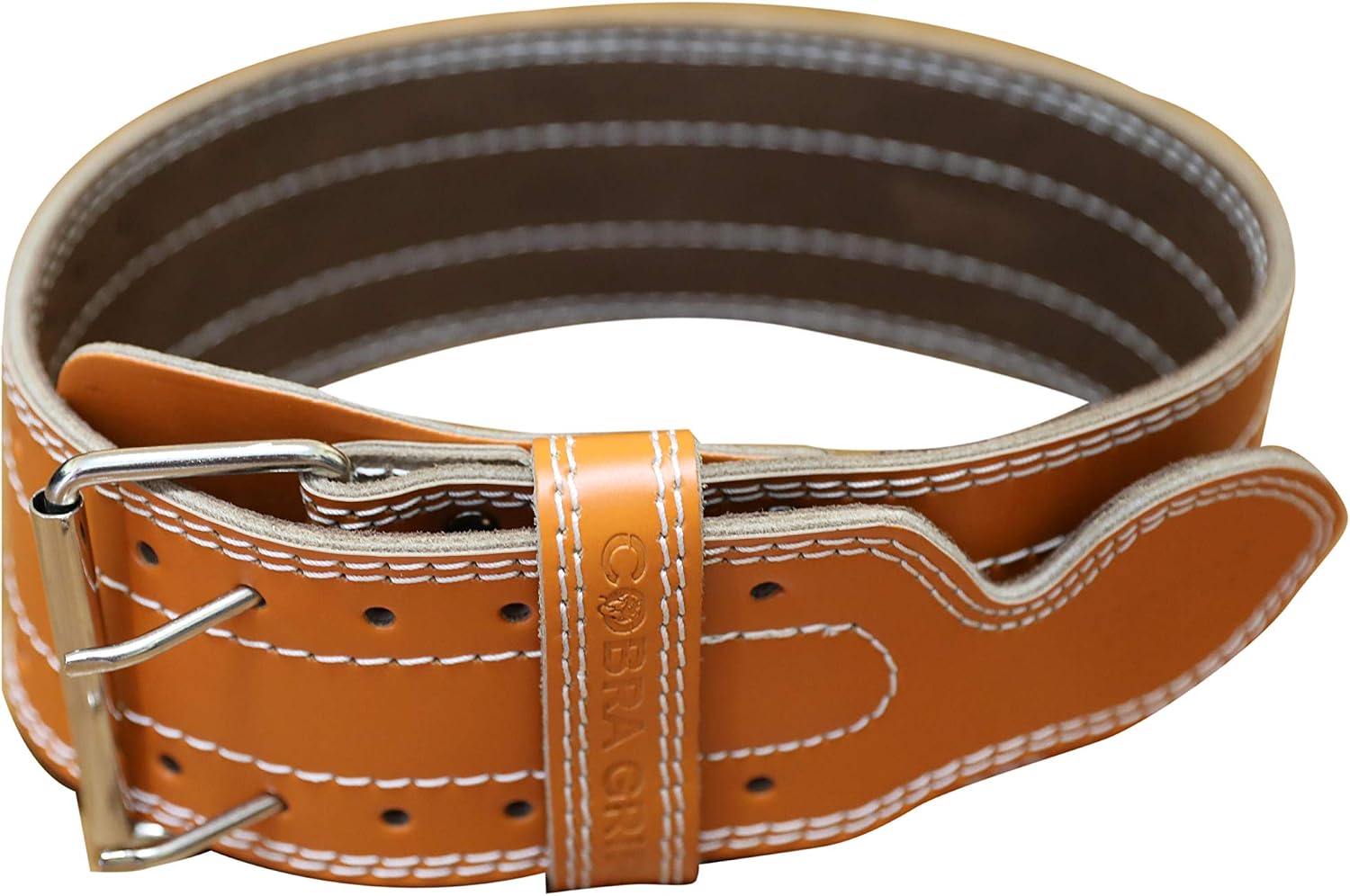 Weight Power Lifting Belt 4” Wide Cobra Grips Best Premium Genuine Leather Belt for Men & Women Adjustable Weightlifting Back Support (Orange, Small 27"-35")