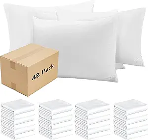 ZPECC White Pillow Cases Bulk 48 Pack - Standard Pillowcases with Envelope Closure, Soft Brushed Microfiber Pillow Cover for Hotel Airb&bs Hospital Bedding Essential