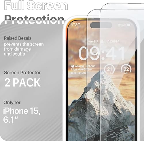 Miniatura 5 de GOODVISH Funda compatible con iPhone 15, funda de silicona mejorada protección de cámara con 2 protectores de pantalla, forro interior de microfibra