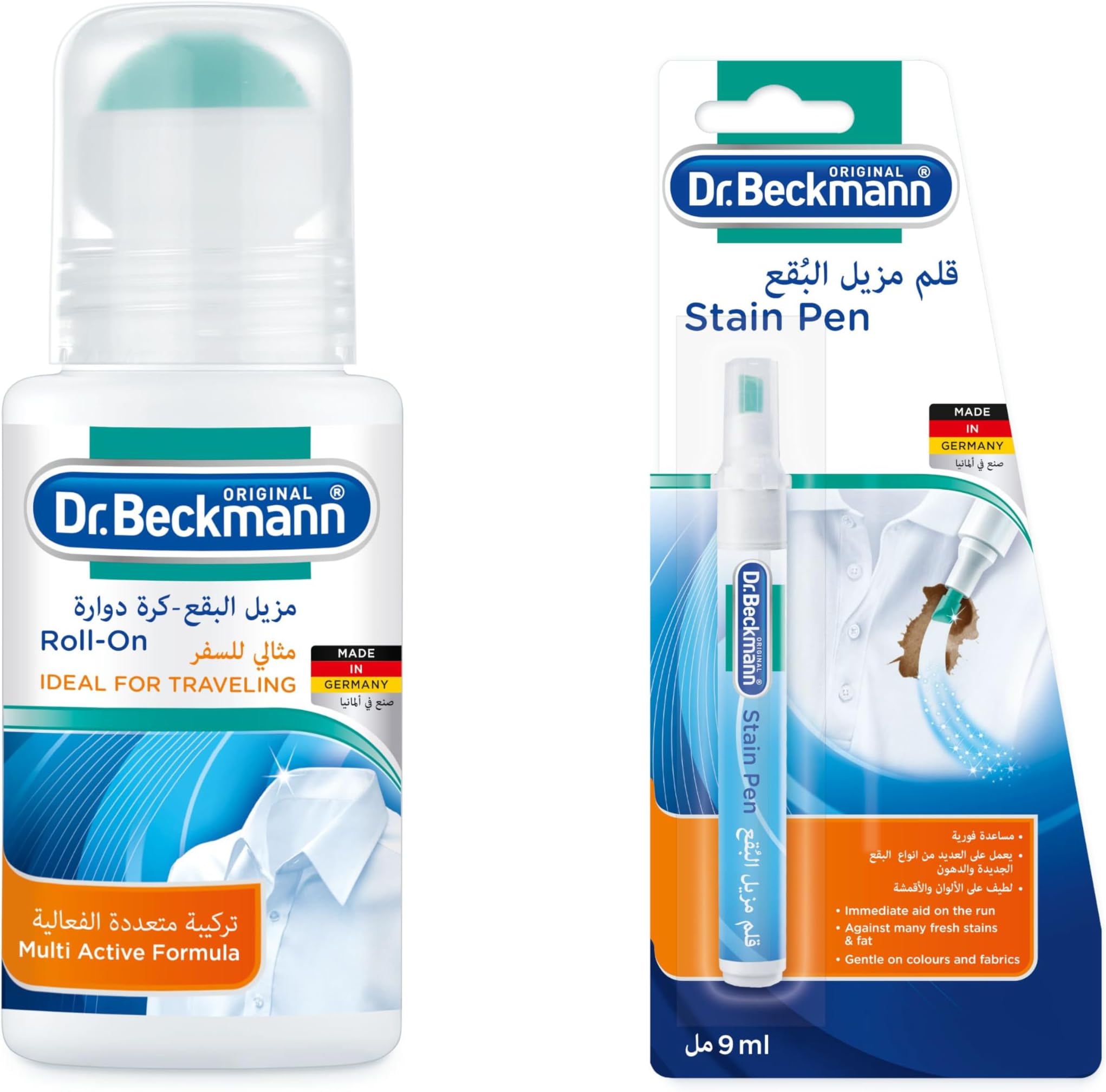 Dr. BeckmannStain Remover Roll On 75 Ml + Stain Pen 9 Ml - Travel Friendly - Easy to carry - Effective & Easy Stain Remover - Gentle on Color & Fabrics - Quick Action - Works on All Stains