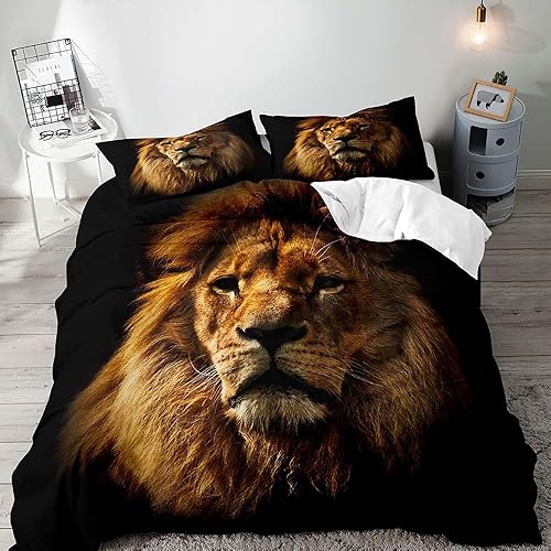 Miniatura 8 de VIVIHOME - Funda de edredón de 3 piezas con diseño de animales de safari, tamaño matrimonial, ropa de cama para niños y niños, animales de la selva,