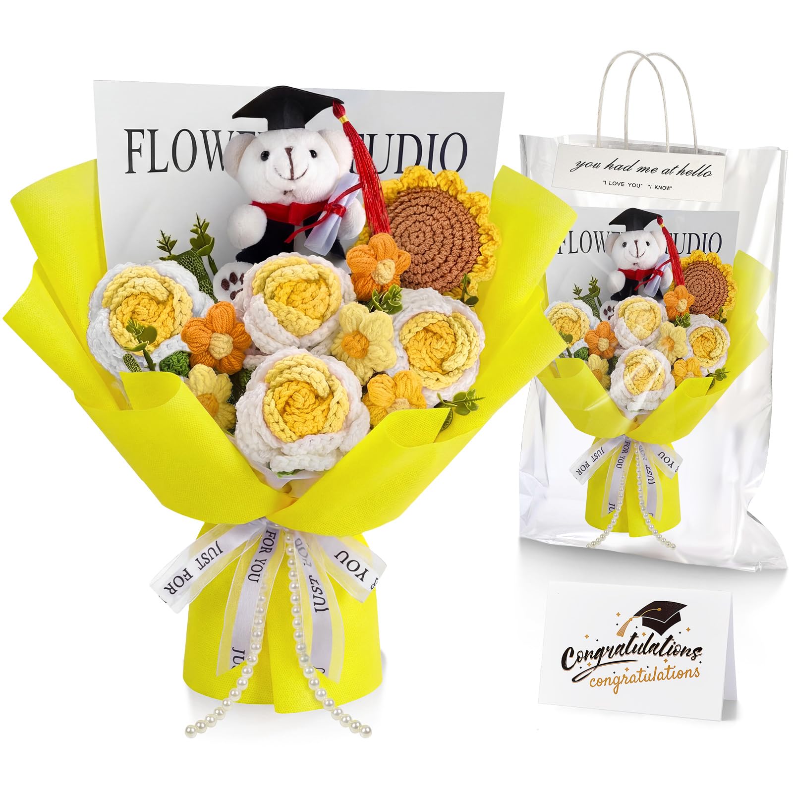 Bouquet de fleurs au crochet 2025 tricoté main pour mariage et anniversaire