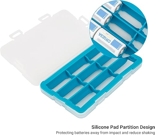 Miniatura 10 de Funda de batería 18650 de 14 ranuras con mosquetón, resistente al agua y a prueba de golpes para batería de 14 x 18650, caja organizadora de