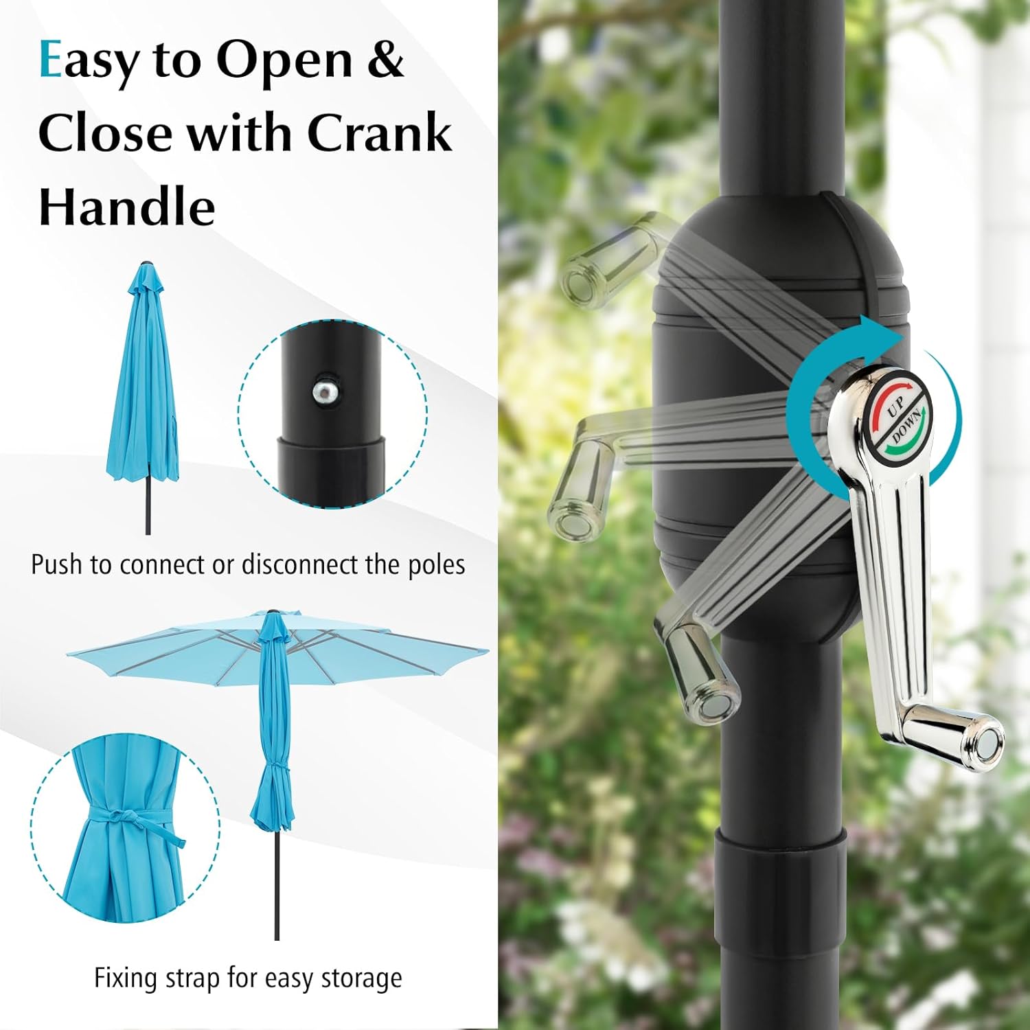 Giantex 9ft Patio Umbrella Outdoor, Market Table Umbrella w/Push Button Tilt and Crank, 180G Polyester Fabric and Sturdy Ribs, Sun Canopy Umbrellas for Patio Garden Beach Deck Pool