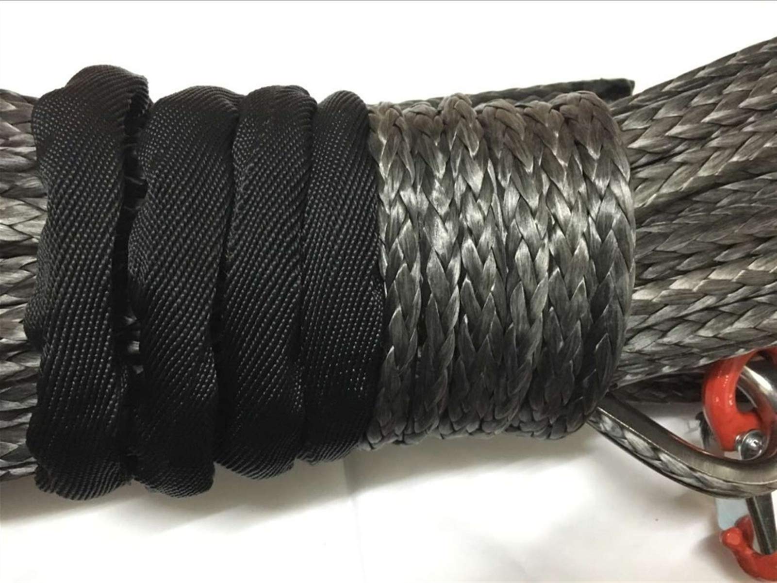 Corde de treuil synthétique 12 mm x 40 m Fibre avec Crochet for la récupération 4WD,Polyvalent(Rot)