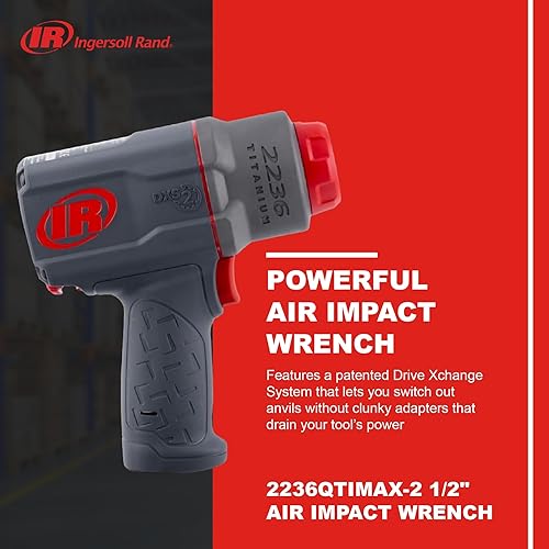 Miniatura 47 de Ingersoll Rand 2235TIMAX-O Llave de impacto neumática de 1/2 pulgada, torque de 1350 ft-lb, caja de martillo de titanio, retenedor de anillo