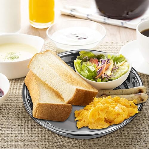 Miniatura 5 de Platos redondos de acero inoxidable, platos de cena de camping, 4 paquetes, 8.66 pulgadas