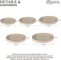 Vista 5 de Bandejas redondas de madera para servir, bandeja de desayuno anidada, bandejas de madera para organizar y catering