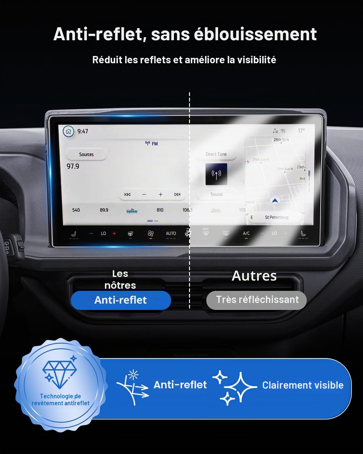 SHAOHAO [ Lot de 3 Films de Protection d'écran en Verre trempé compatibles avec Audi A6 C8/4K & A7 4K8 & Q7 & Q8 2019-2023 2024 (Navigation + système de Divertissement arrière)