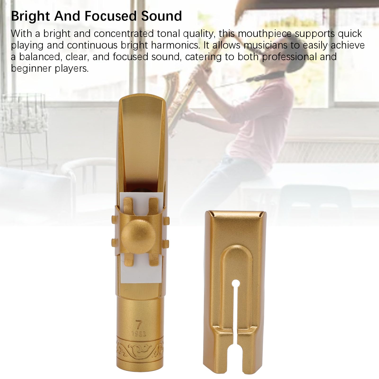 Tono Rico BB Tenor Saxofón Boquilla de Boquilla de Latón Brillante Reemplazo de la Tapa de Latón para la Práctica