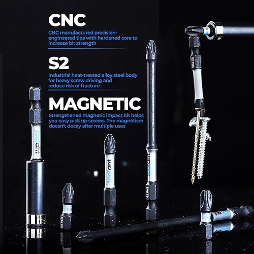 Vista 39 de toolant Puntas de destornillador Phillips antideslizantes, puntas de destornillador de impacto magnéticas antideslizantes #2 con puntas mecanizadas