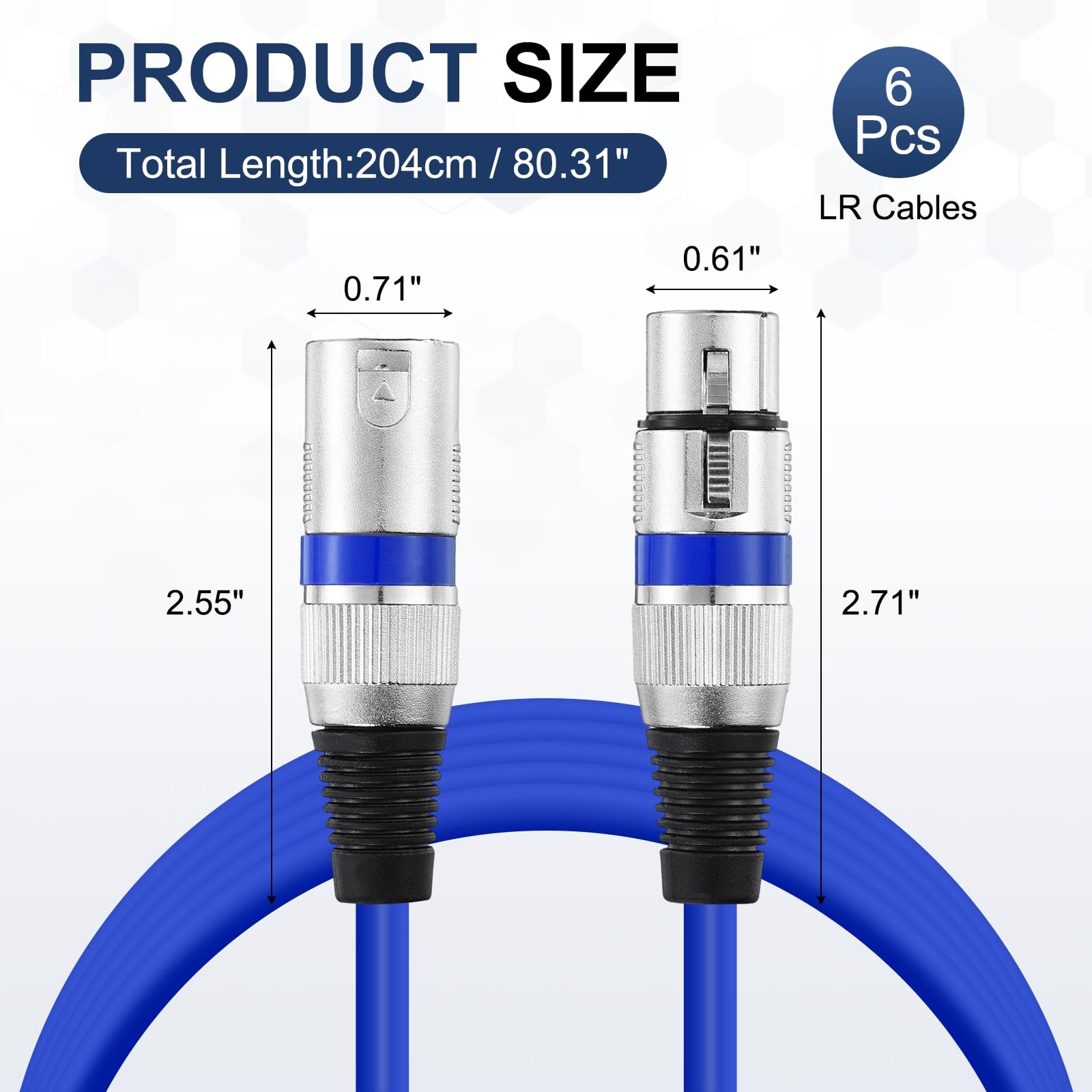 QUARKZMAN 6 Pcs Cables XLR 6.5 Ft Cable De Micrófono XLR Macho A Hembra | 3 Pines, Accesorios De Micrófono Balanceados Parche Altavoz, Para Estudios De Grabación En Viviente Mezclador
