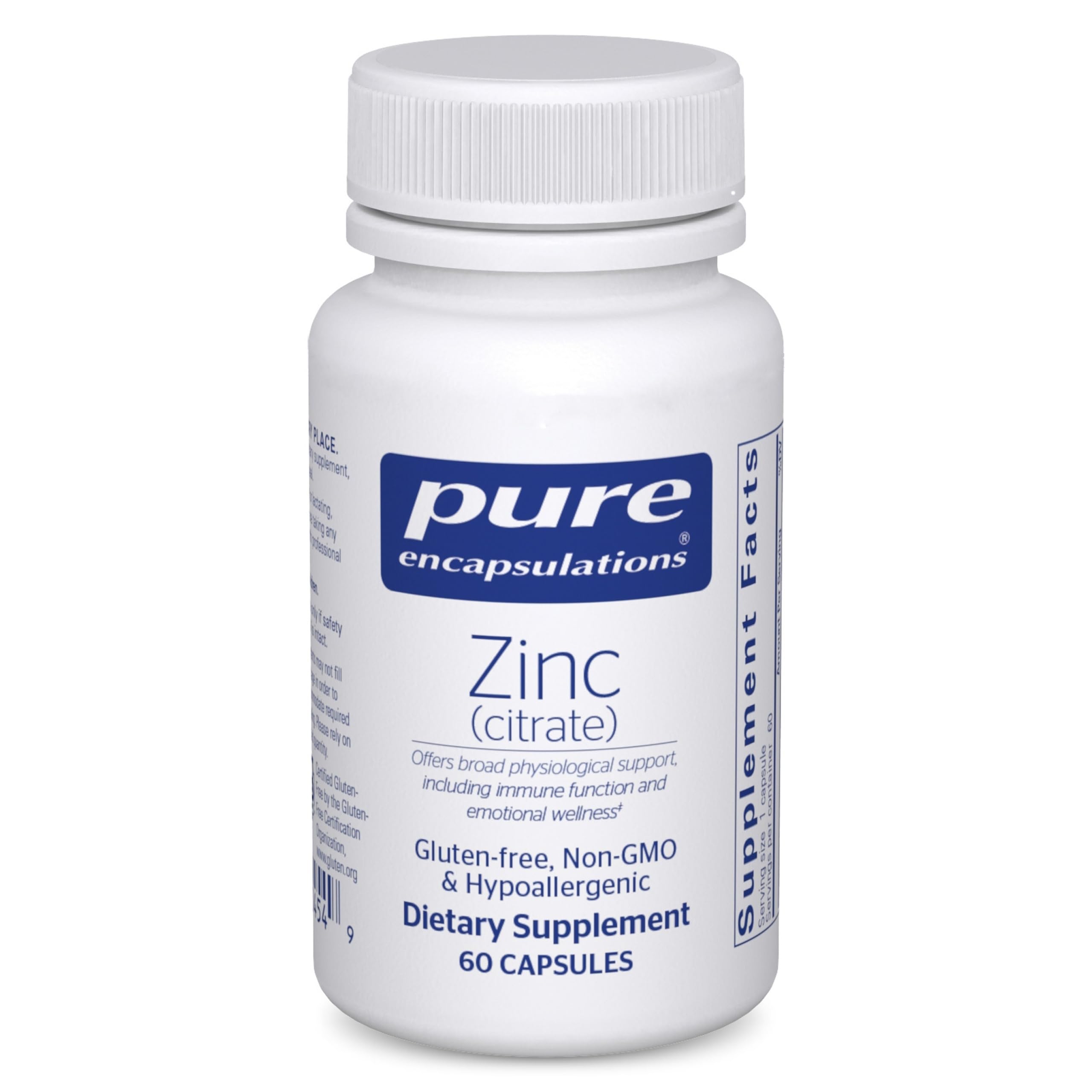 Pure Encapsulations Zinc (Citrate), 60 Capsules 60 Count (Pack of 1)