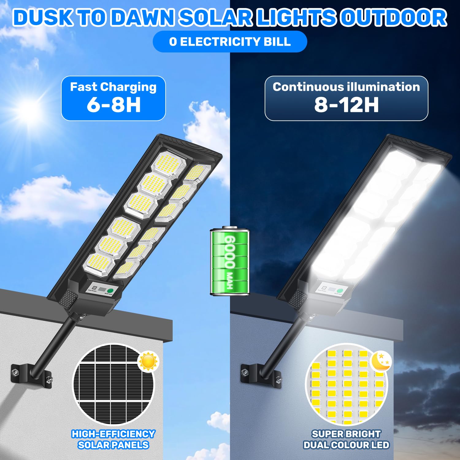 4-Stück Solar Straßenlaterne für Außen mit Bewegungssensor, 6500K LED Solarlampen für Außen Wasserdicht, Solarleuchten Dämmerung mit Fernbedienung, Solar Wegeleuchte für Hof Parkplatz Garten