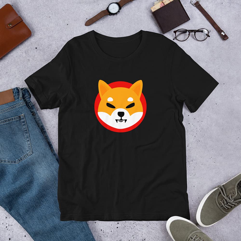 Shiba Inu Meme Cryptocurrency - Men's Regular Fit Cotton T-Shirt (XL, Black)