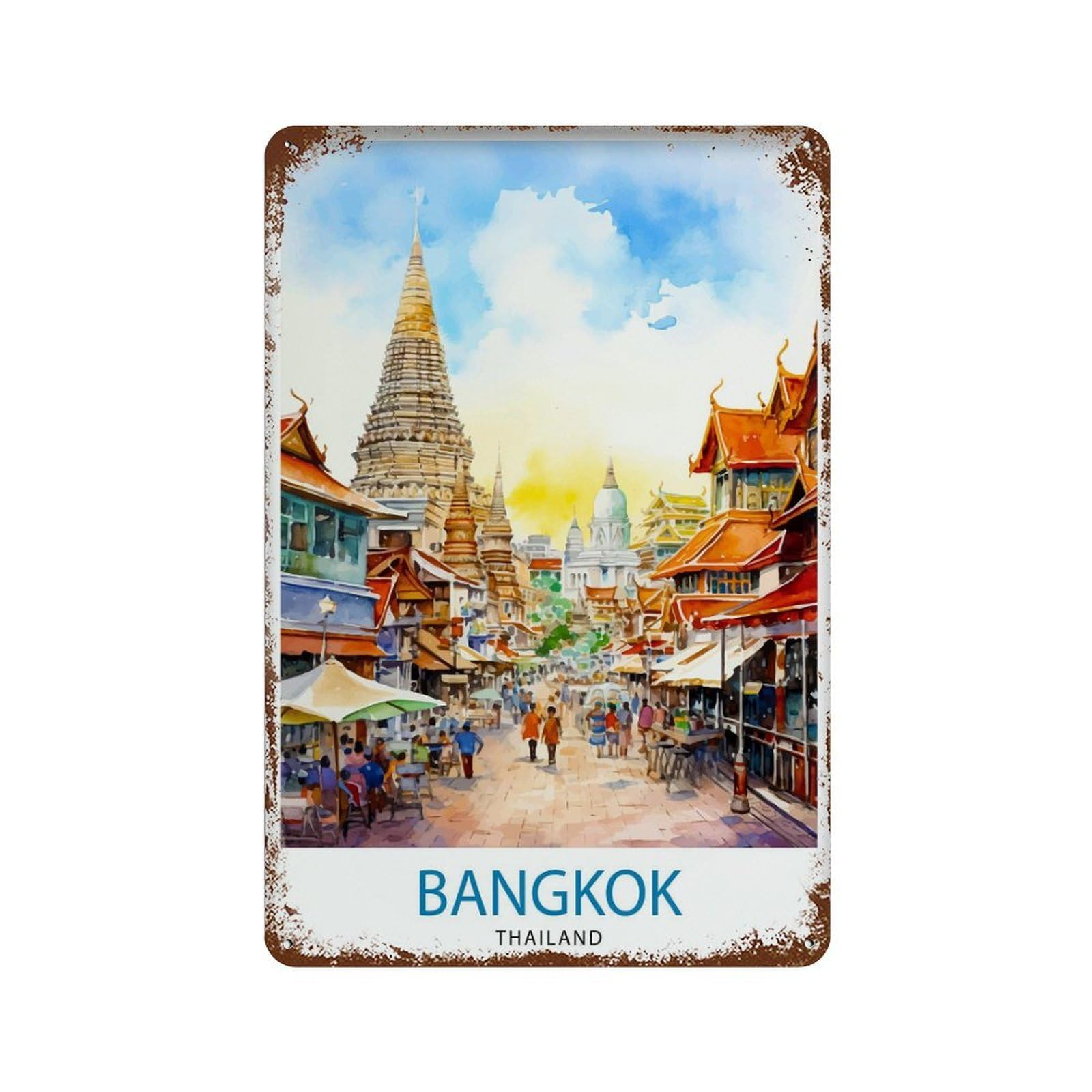 xiaoxiaoshen Bangkok Thailand Travel Gift for Home_5 Wall Decor Art Metal Tin Poster Modern Home Decor Art Home Bar Shop Decorations Vintage Sign 30x20cm