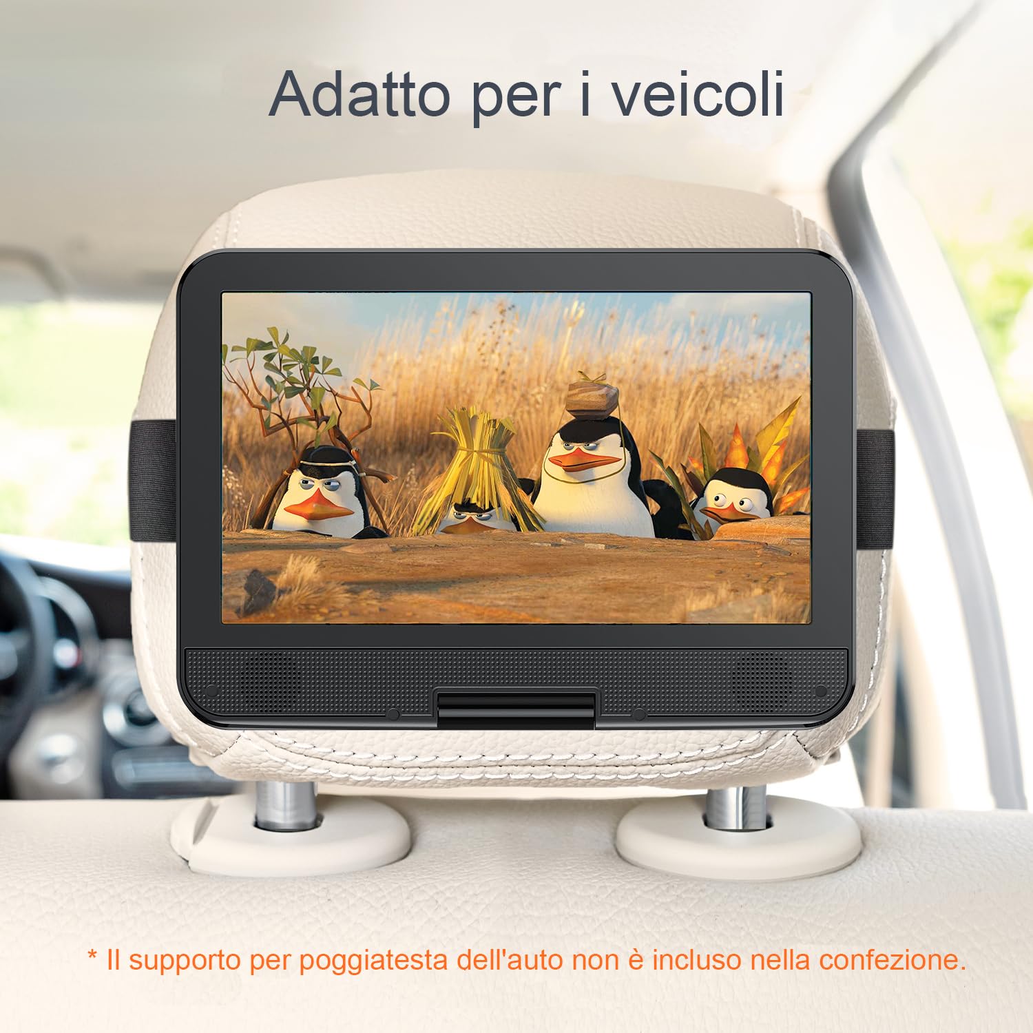YOTON Lettore DVD Portatile 12,5" con Schermo Girevole HD da 10,5" per Auto e Bambini, con Caricatore per Auto, Supporta 6 Ore di Batteria Integrata e USB/scheda SD/sincronizzazione TV，Nero