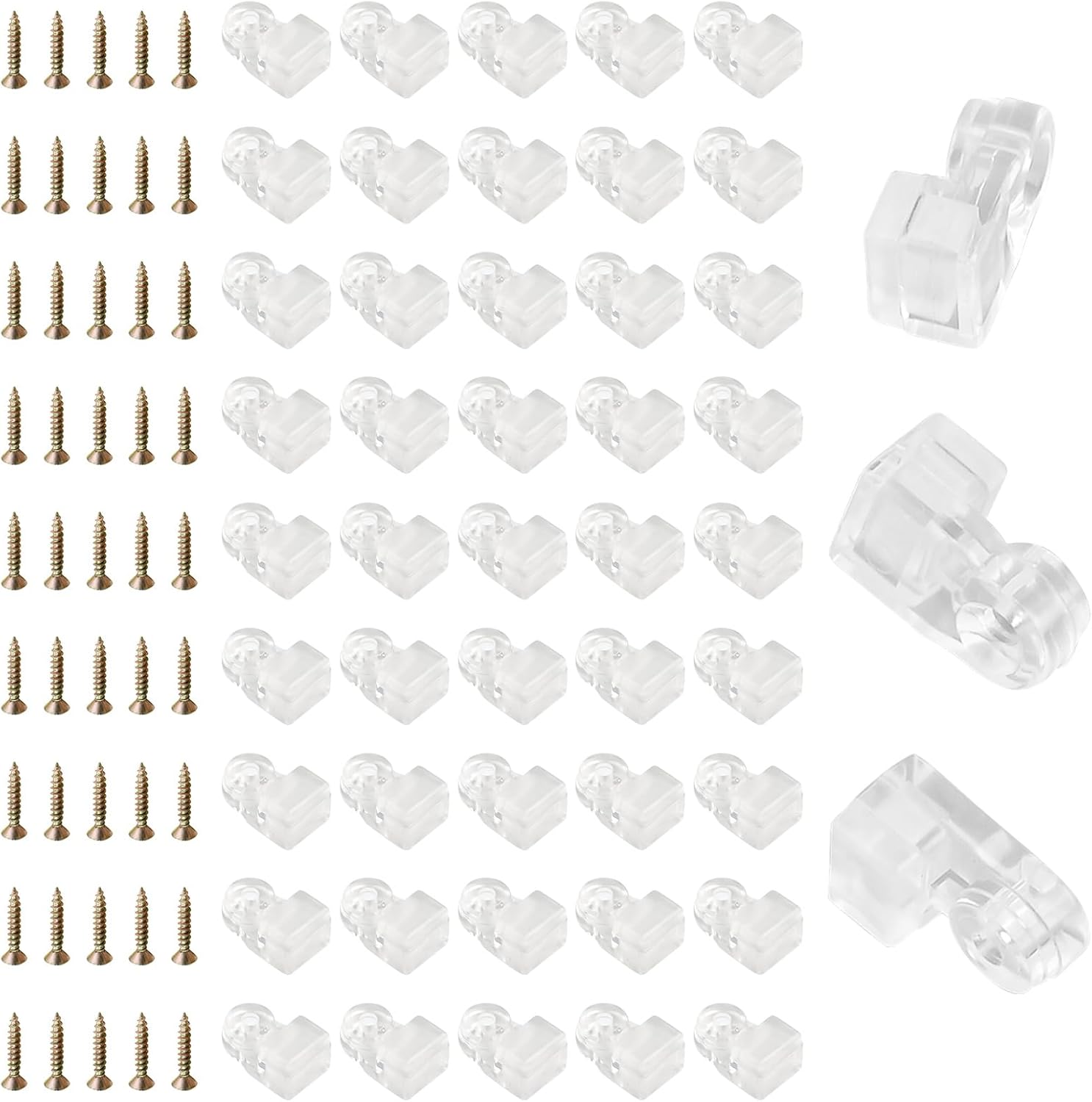 48Pcs Glass Retainer Clips Kit - Clear Mirror & Window Dressing Hardware with Screws & Storage Box for 3-4mm Thick Glass
