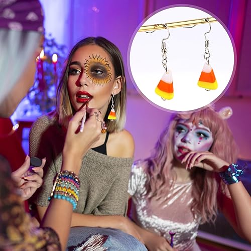 Miniatura 4 de Paquete de 372 cuentas de cristal de maíz de caramelo para Halloween, bricolaje de maíz, aretes de Halloween, decoraciones de Halloween, 100 ganchos