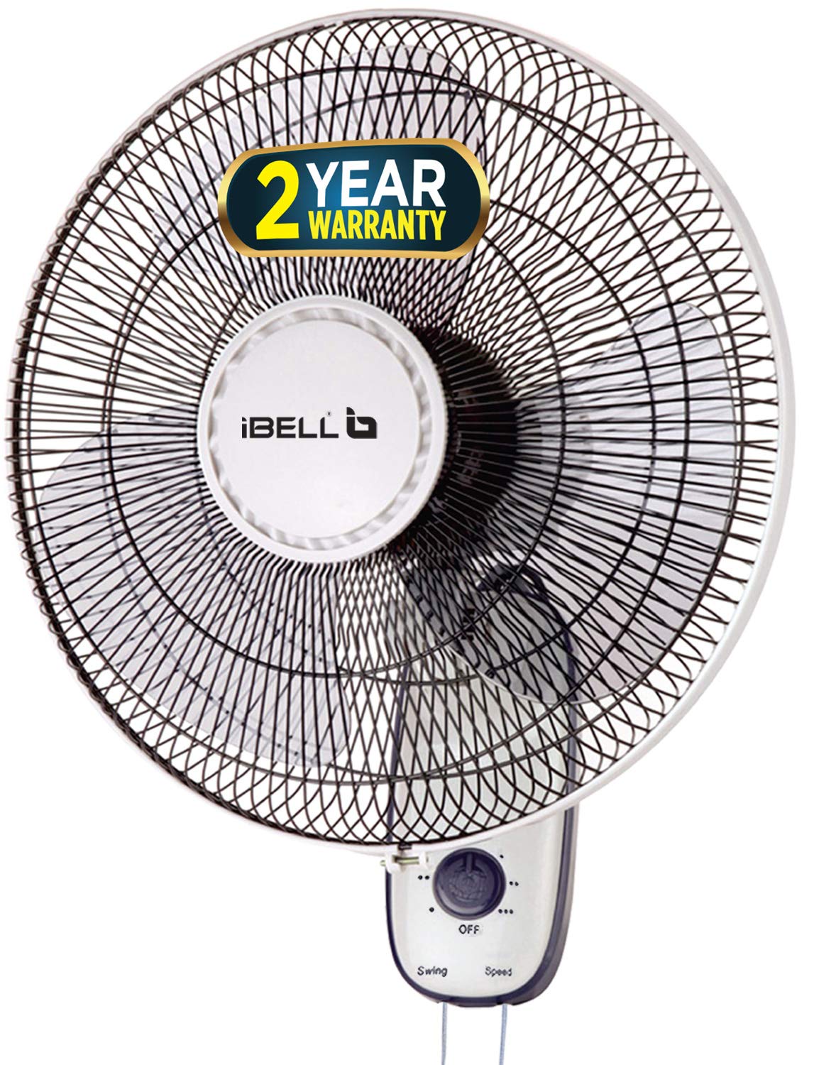 IBELL 9816WF High Speed Wall Fan 406mm (16 Inch) 3 Blade Powerful Air Delivery Low Noise Motor Wide Oscillation 2 Year Warranty Ivory White