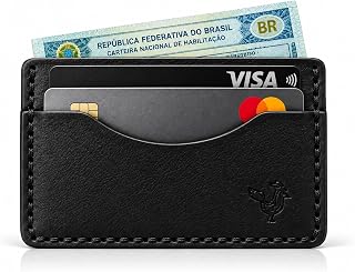 Carteira - Porta Cartões Masculina Slim Couro Legítimo Compacta Luxuosa