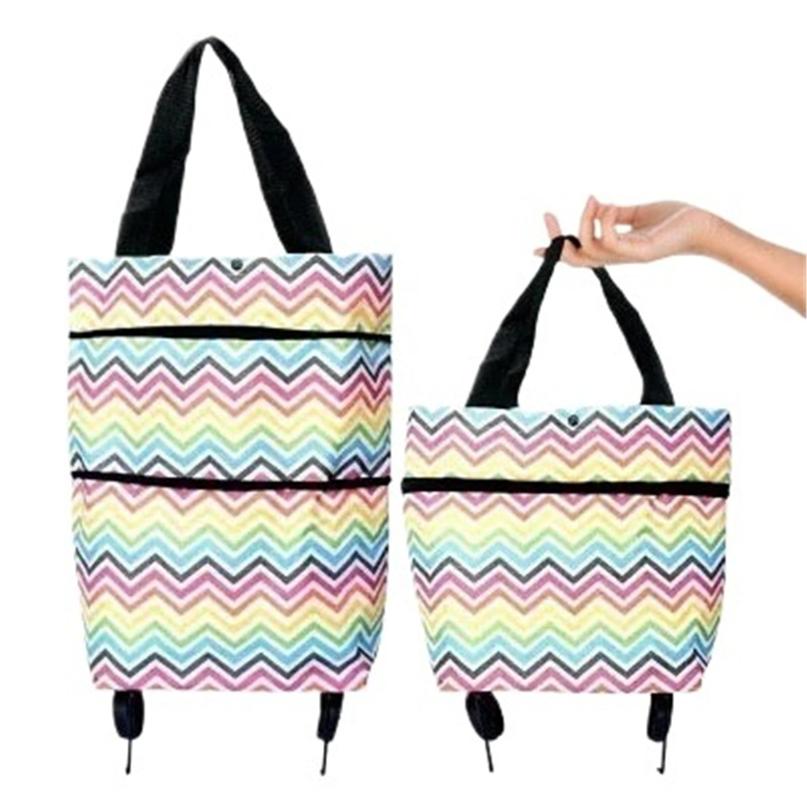 Foldable Shopping Bag with Wheels 1pc Portable Folding Reusable Shopping Bags With Wheels Fruit Vegetables Food Organizer(Color7)