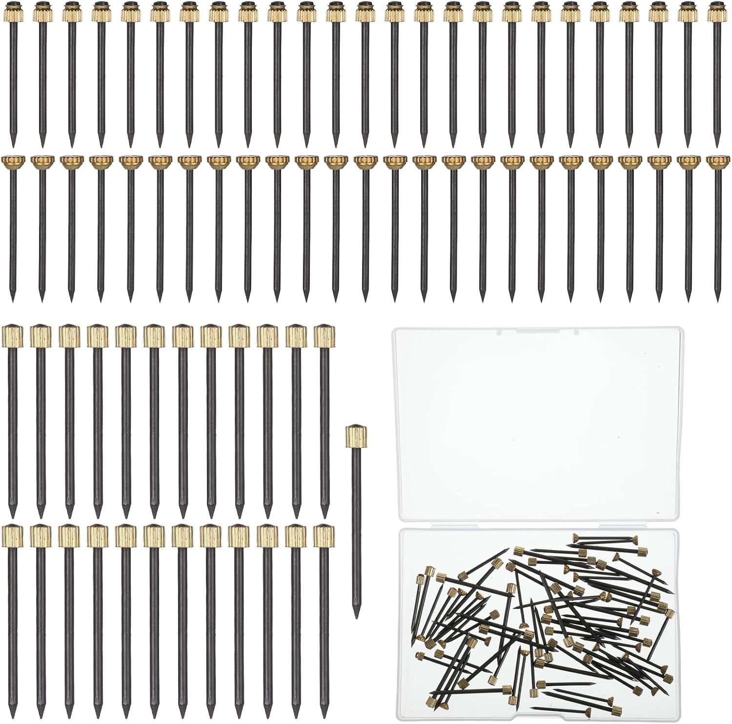 75PCS Black Picture Hanging Nails, 3 Sizes Picture Nails for Wall Hanging Pictures Photo Frames, Hangings Hardware Tool Hangers for Claw Drywall Nail, Black Steel Nail Brass Head Hardware Hanger