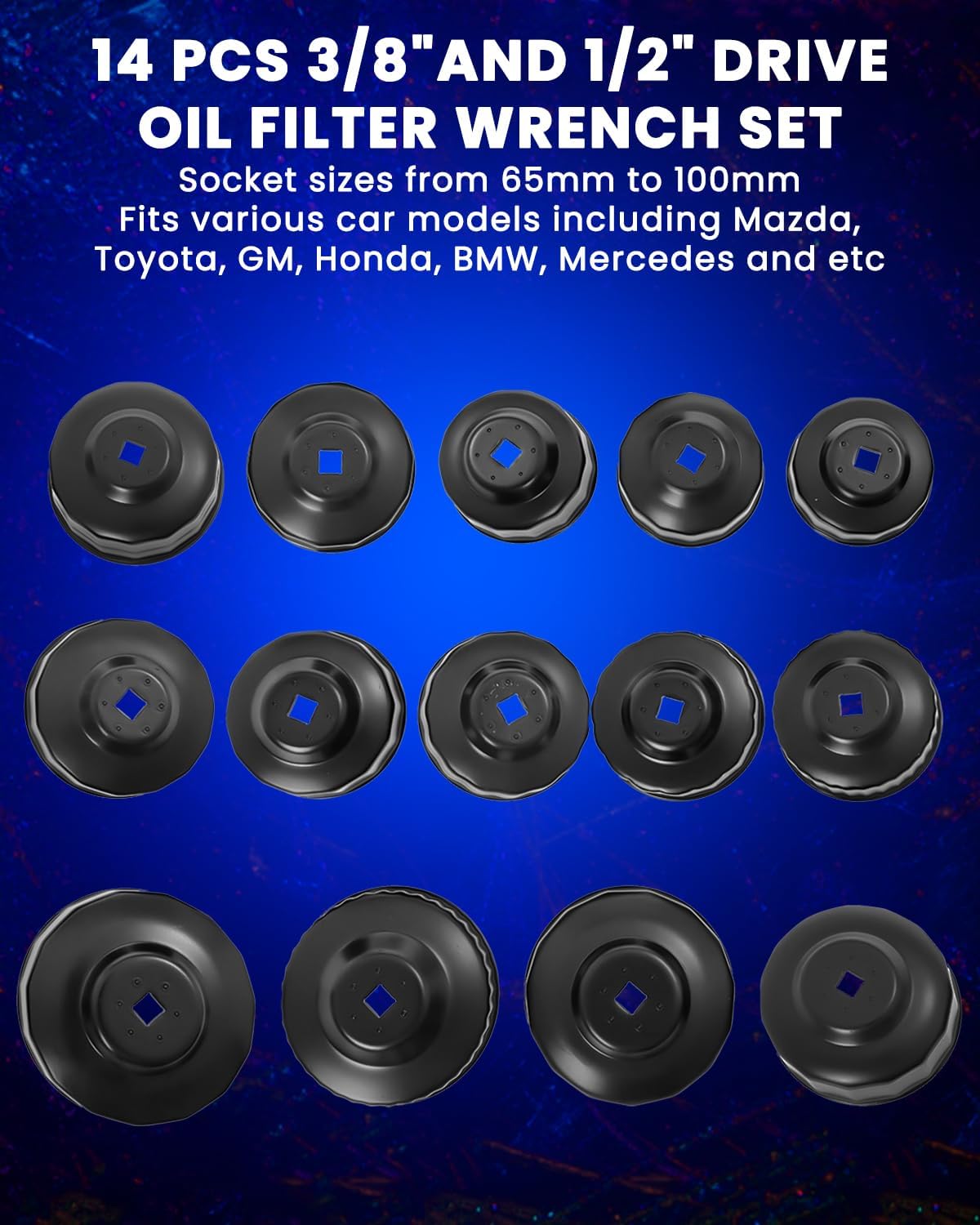 SIXIWANZI Oil Filter Socket Set, 15pc Oil Filter Wrench set for Easy Access
