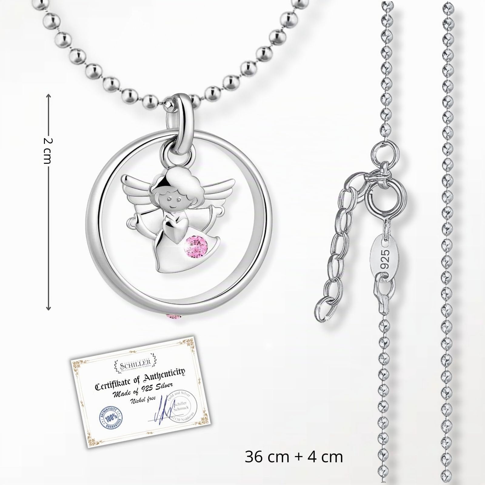 fish Kette Taufe Mädchen/Junge Silber/Gold Taufring Schutzengel Engel-Anhänger Halskette Kinder-Schmuck Tauf-Geschenk Geburt Tasche Karte und Geschenkbox Geschenk