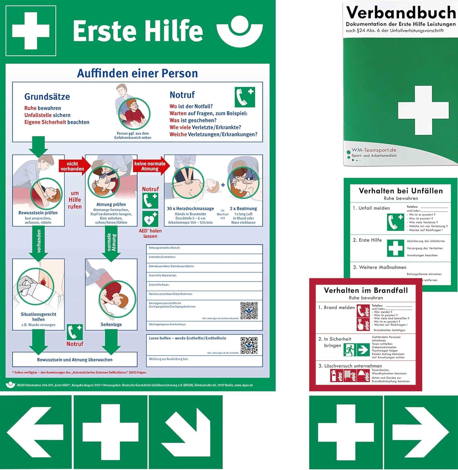 Erste Hilfe Schrank-Medizinschrank-Verbandschrank (315x150x420) -Komplettpaket- Füllung nach AKTUELLER DIN/EN 13157 (Betriebe) + viele Extras INKL. Verbandbuch + Aushang + Folienaufkleber