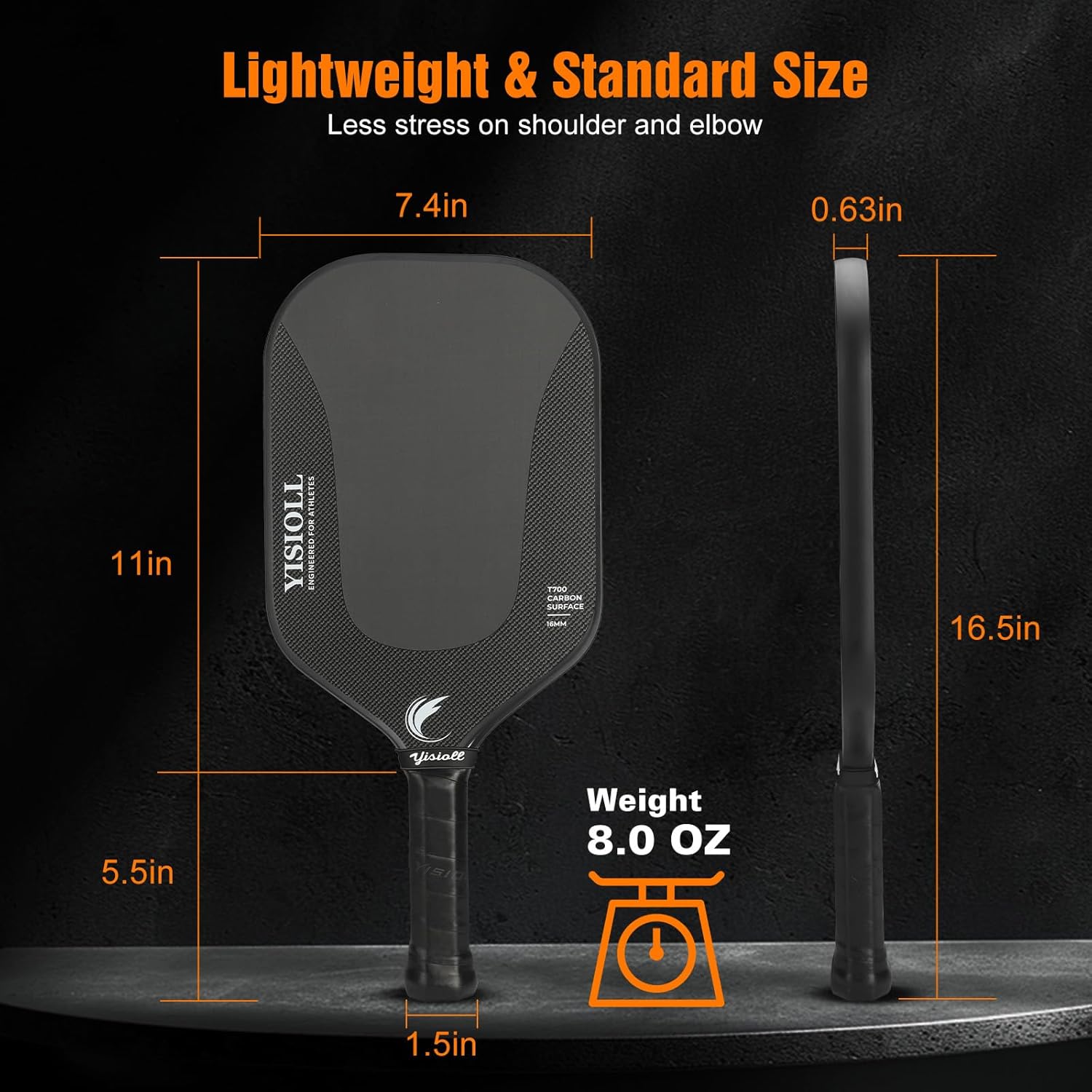 Pickleball Paddle, Professional Pickleball Paddles with Strong Power and Spin, T700 Carbon Fiber Pickleball Paddle, Durable & Lightweight Pickleball Rackets for All Levels Players - Image 4