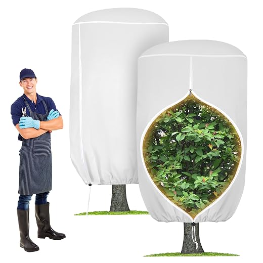 2 Pack Rounded Top Plant Covers Freeze Protection, 47"X72" Winter, White