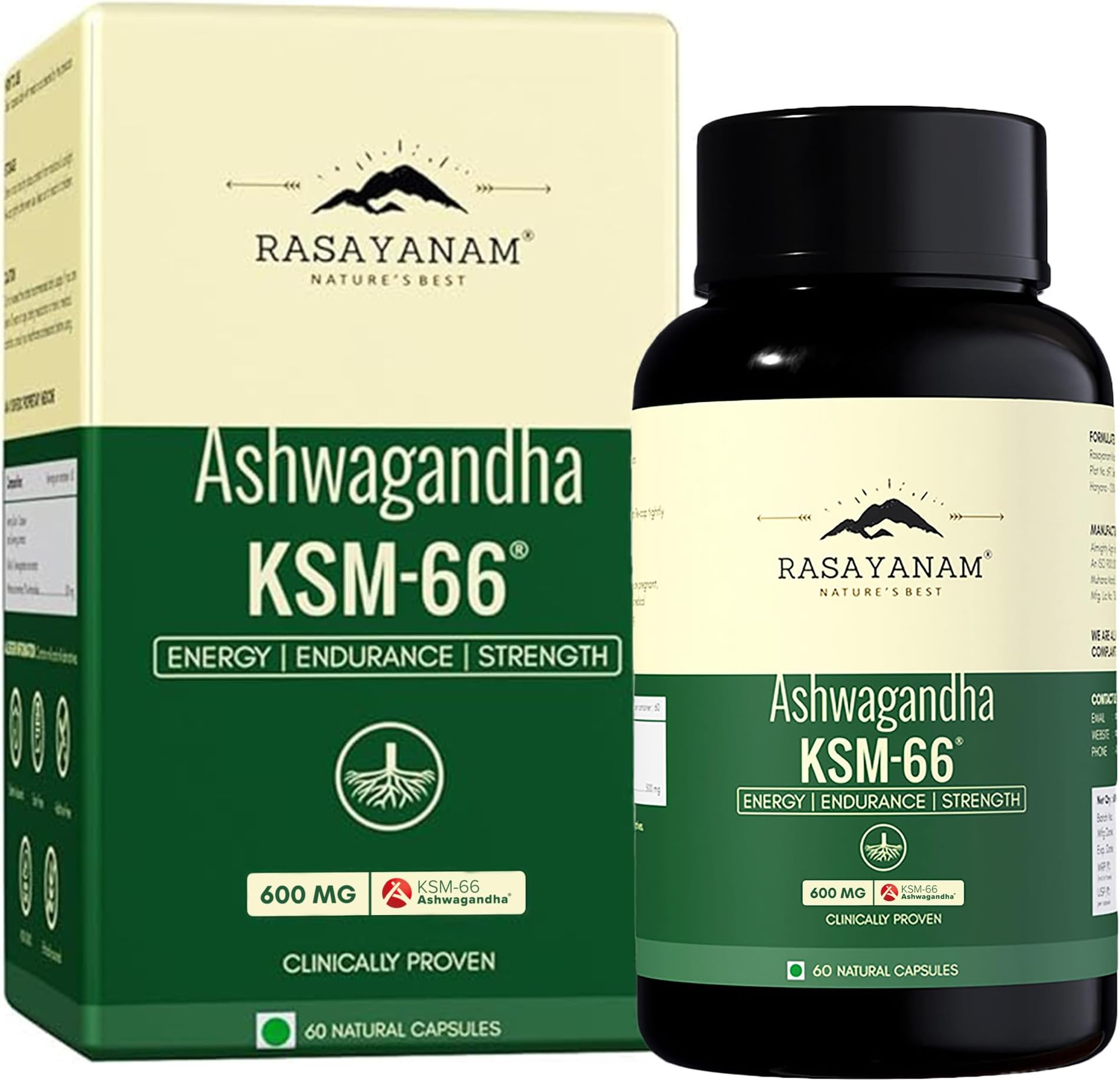 Ashwagandha KSM-66ยฎ | Clinically Proven 600mg Dosage | 5.1% Withanolides for Max Results | 100% Pure Root Extract | Stress Relief, Energy & Recovery Support | Worldโs Strongest Ashwagandha | 60 Capsules