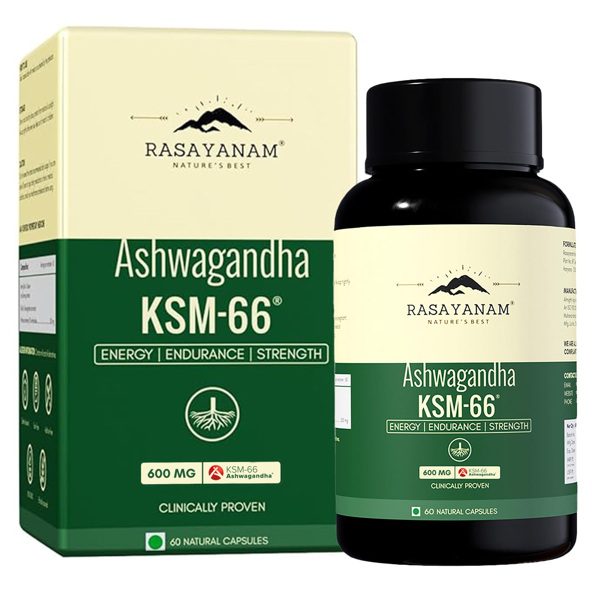 Rasayanam Ashwagandha KSM-66 (500 mg) | Extra Strength Natural Formulation | Support strength & energy | Withania…