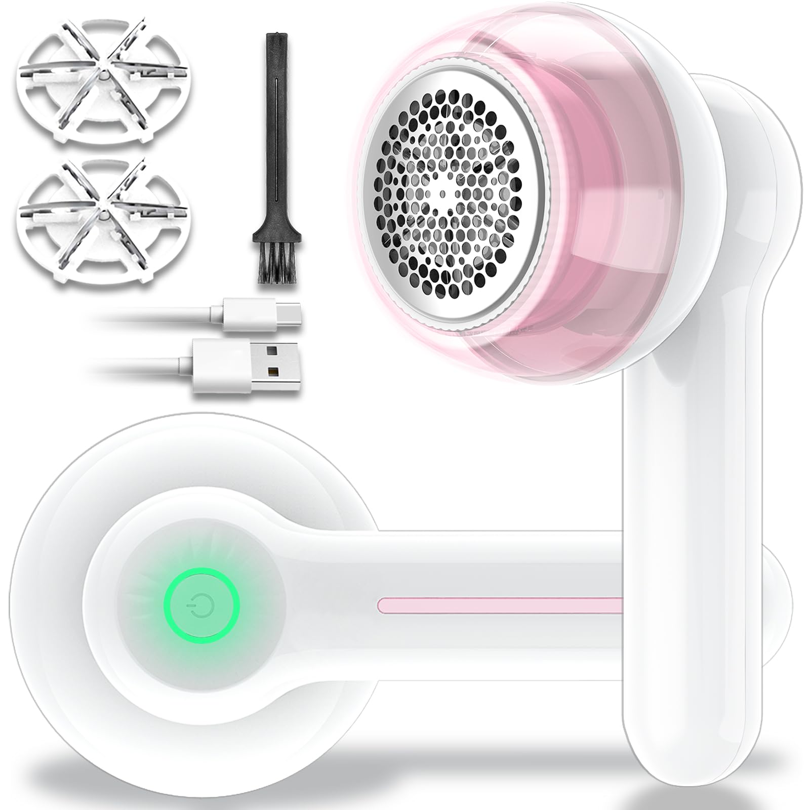Yuanye Pink Lint Remover, Fabric Shaver Electric Bobble Remover For Clothes, Usb Charging Fluff Remover Sweater Shaver With 2 Replacement Heads For Clothes Fabric