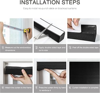 Temporary No Drill Blinds for Windows Stick on Easy Fit Cut Size Thermal Curtains for Bedroom Kitchen Bathroom Door, Renter/Home/Office Light Filtering Privacy UV Protection,Easy Install& Removable