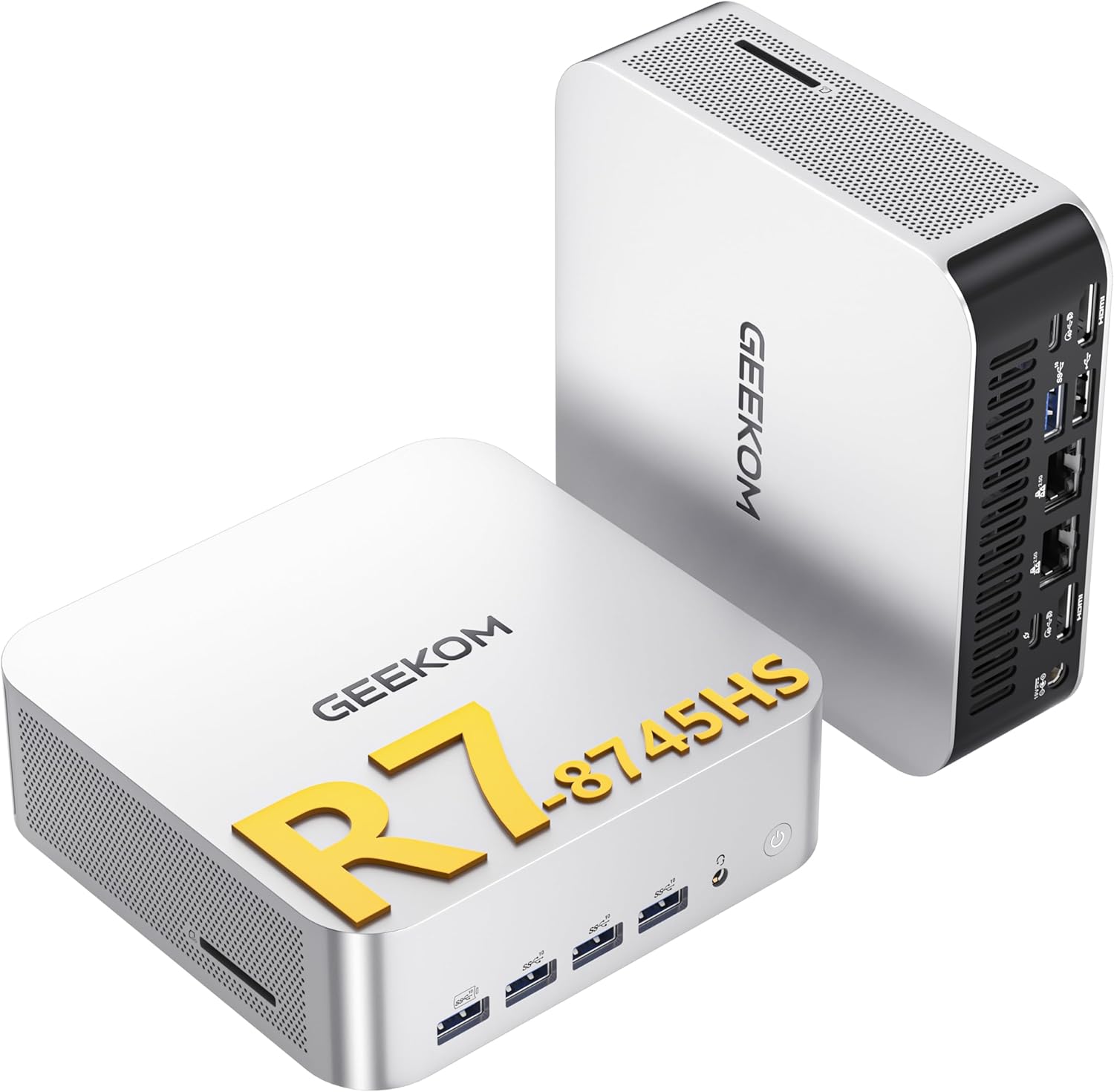 GEEKOM A8 Max Mini PC[Ultimate Performance Edition] with AMD Ryzen 7 8745HS(Beats 6800H) 32GB DDR5 & 1TB SSD(Expandable) Dual LAN Mini Computer, Radeon 780M Mini PC Windows 11 Pro/USB4/8K/ SD(UHS-II)