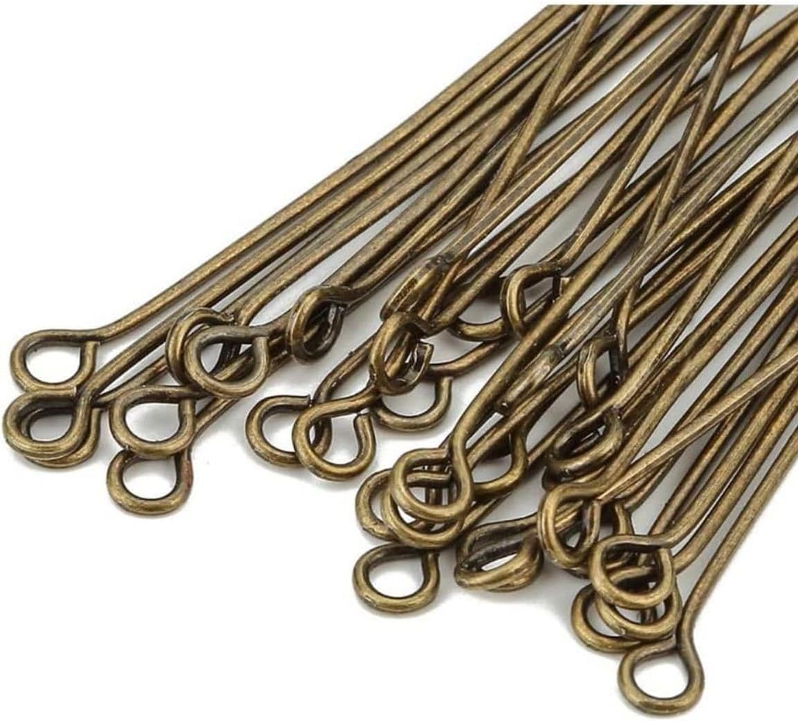 400pcs Eye Pins Eyepin 26mm (1 Inch) Tarnish Resistant Antique Bronze Plated Brass(Wire 0.8mm/20 Gauge) Bulk for DIY Craft Jewelry Making CF153-26