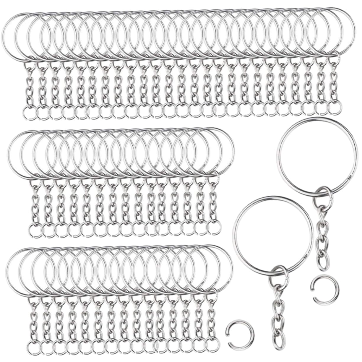 Anneaux de porte-clés avec chaînette Veemoon pour création DIY, lot de 150 pièces