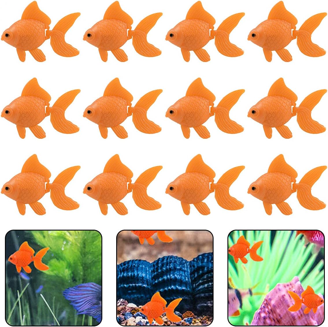 20 Pieces Artificial Goldfish Aquarium Plastic Fish Moving Floating Goldfishes Ornaments Fake Goldfish Decorations for Aquarium Fish…