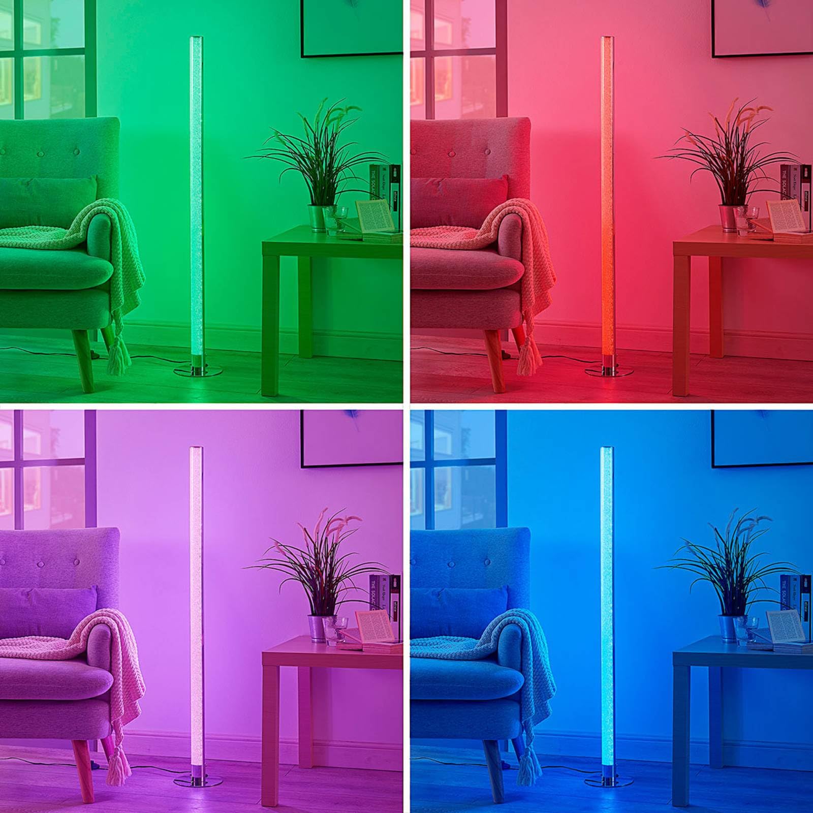 LED Lámpara de pie 'Hadis' (Moderno) en Plateado hecho de Plástico e.o. para Salón & Comedor (1 llama,) de Lindby | lámpara de pie LED