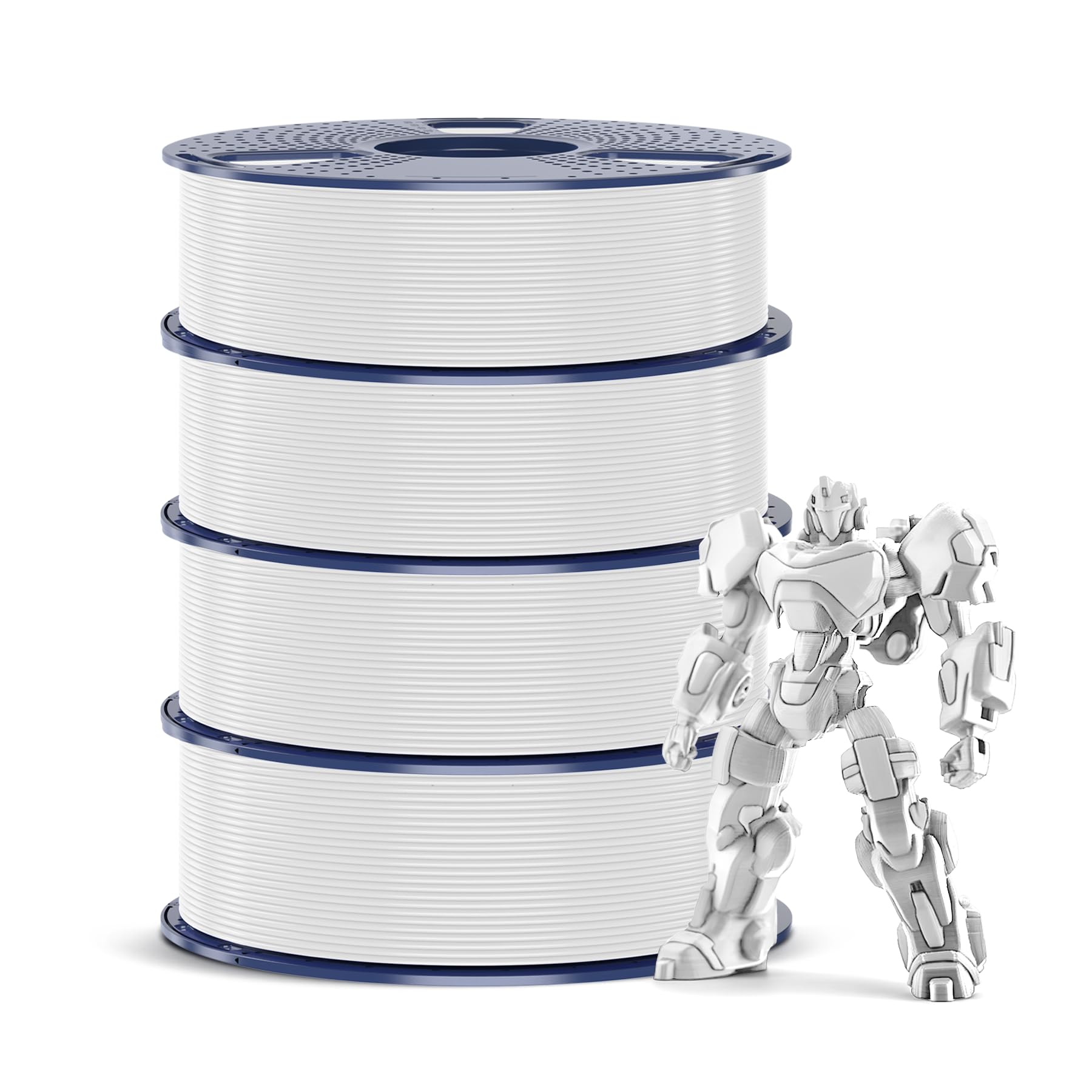 SUNLU 4KG PETG Filament 1,75mm, Paquete de Filamento Para Impresora 3D, Mayor Resistencia y Alta Resistencia al Impacto, Filamento Impresión 3D, 1kg por Carrete, 4 Rollos, Blanco*4