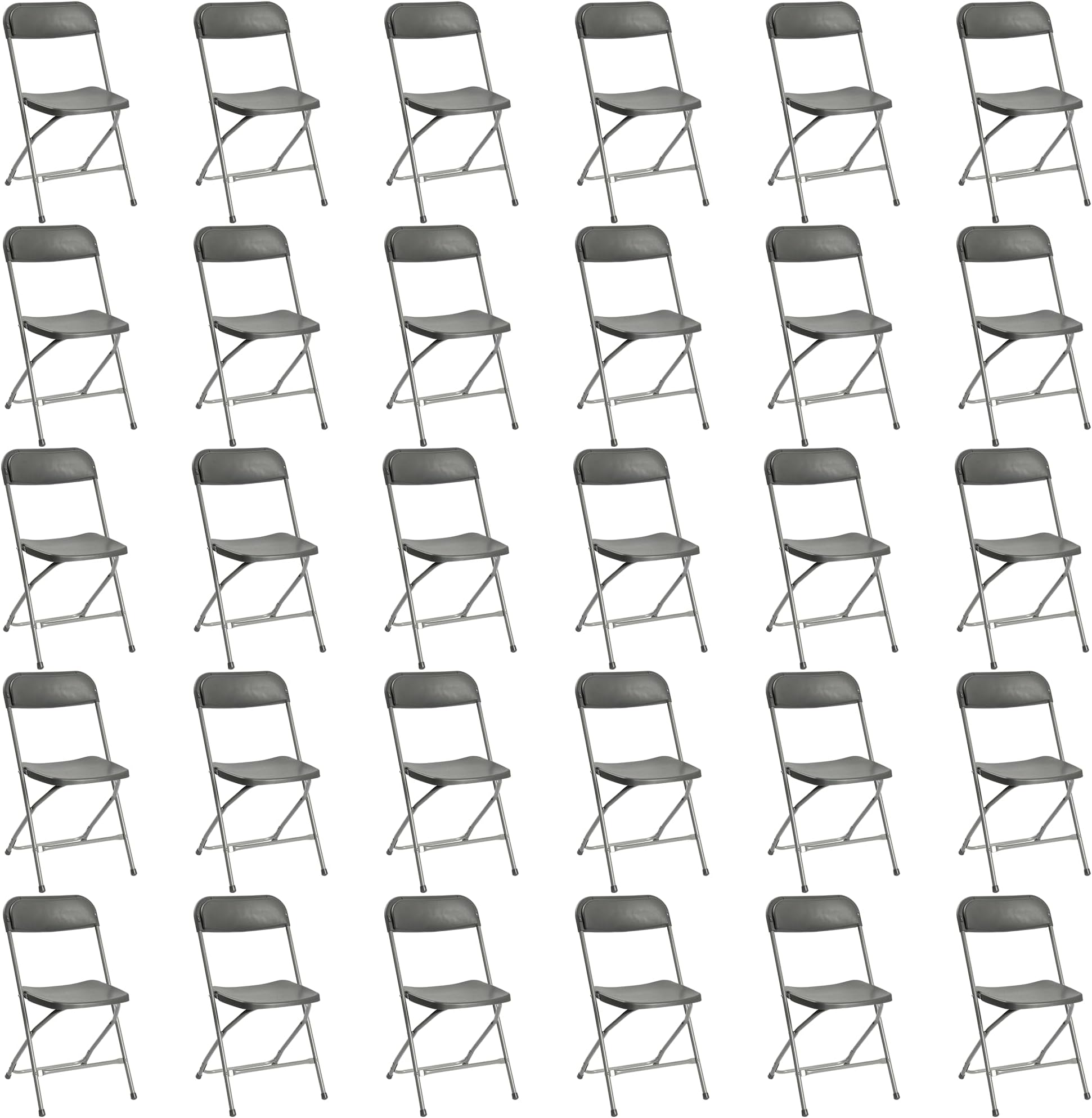 30 Pack Plastic Folding Chairs, Portable Party Chairs, Stackable Commercial Seats with Steel Frame for Home Office Wedding Party Indoor Outdoor Events Chairs, 350lbs Capacity,Gray