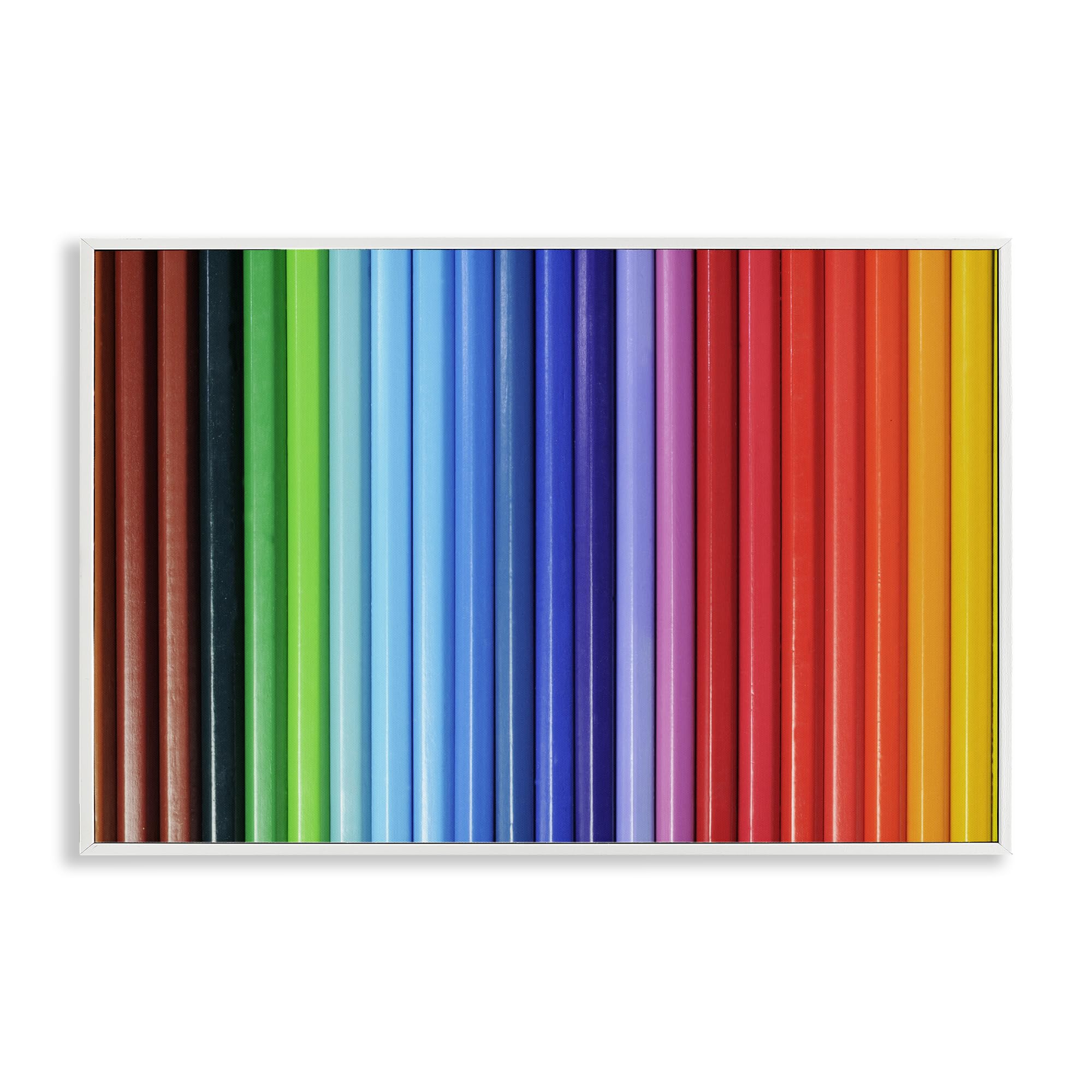 Stupell Industries Coastal White (Textured) 'Colored Pencil Lineup'| Framed Giclee Art
